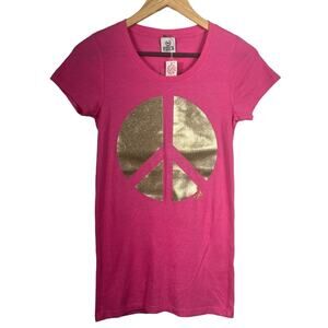 NWT PINK Victoria's Secret Y2K Peace Sign Graphic Tee Size Small